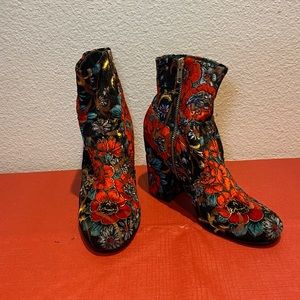 Steve Madden Floral Velvet Boot with Block heel